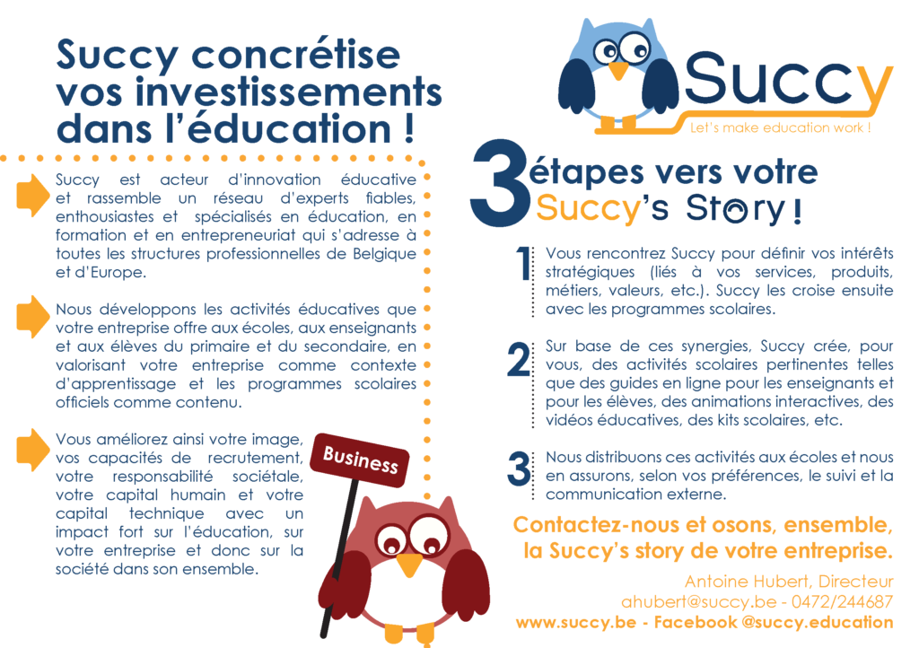 Succy 4business - Développement d'activités éducatives concrètes avec le monde professionnel.